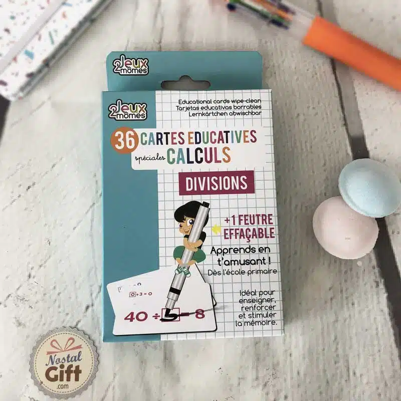 Cartes éducatives effaçable “Spéciales Calculs – Divisions ” x36 (+1 feutre effaçable)