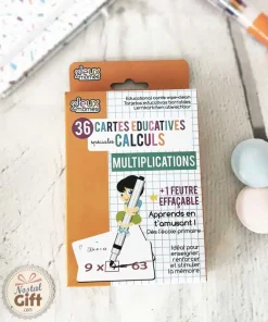 Cartes éducatives effaçable “Spéciales Calculs – Multiplications ” x36 (+1 feutre effaçable)