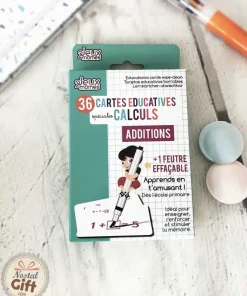 Cartes éducatives effaçable “Spéciales Calculs – Additions ” x36 (+1 feutre effaçable)