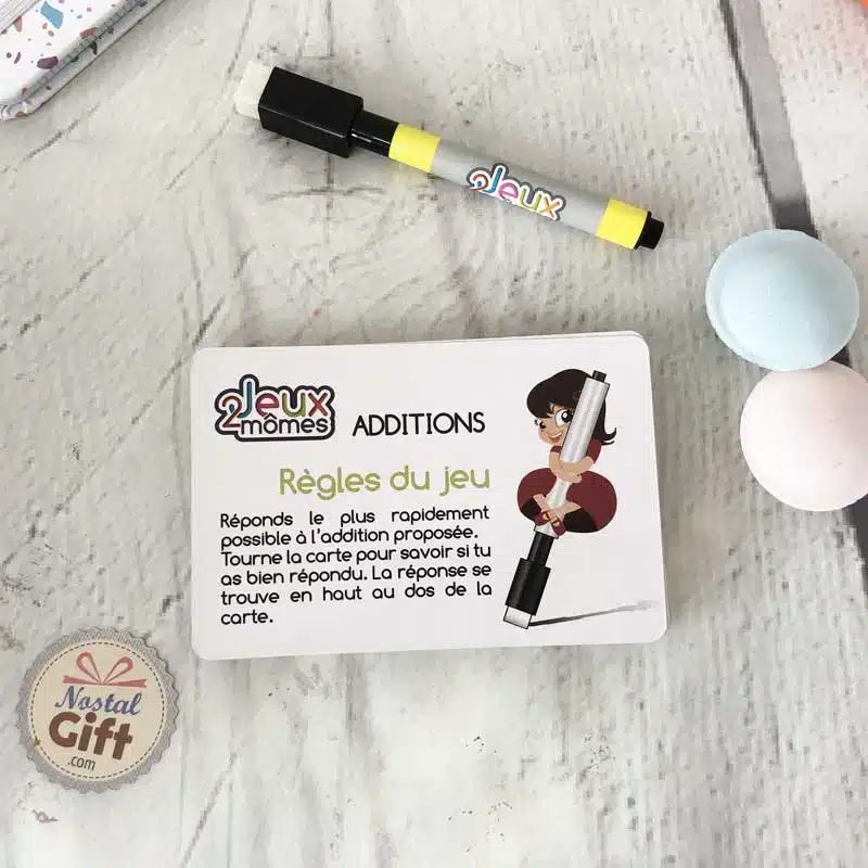 Cartes éducatives effaçable “Spéciales Calculs – Additions ” x36 (+1 feutre effaçable) – Image 3