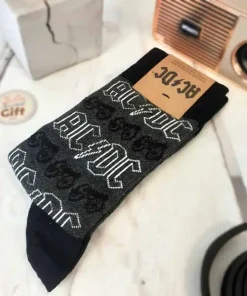 AC/DC – Chaussettes noires et grises en coton