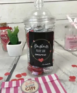 Bonbonnière Saint Valentin – Cœur en chocolat noir et lait fourrés praliné x20 – “Pour son amoureux”