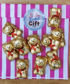 Mini Oursons or  en chocolat au lait – 3×2 cm – Lot de 10