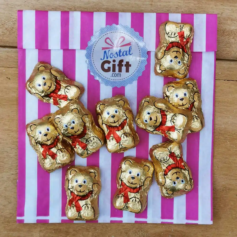 Mini Oursons or en chocolat au lait – 3×2 cm – Lot de 10