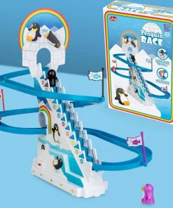 Circuit de pingouins avec escalier mécanique