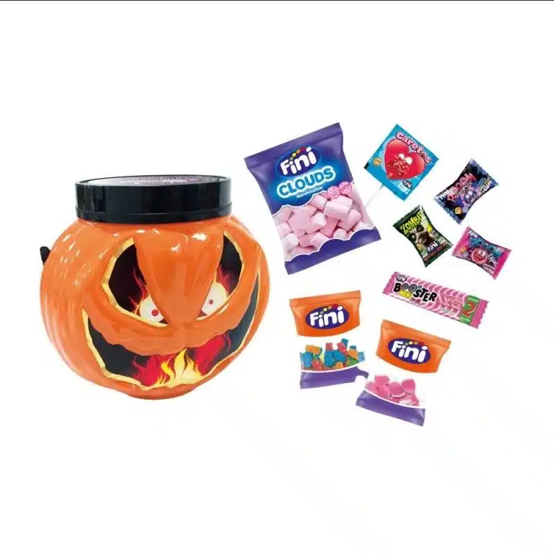 Citrouille remplie de bonbons d’halloween sans gluten – FINI – 17 sachets – 15cm de hauteur – Image 4