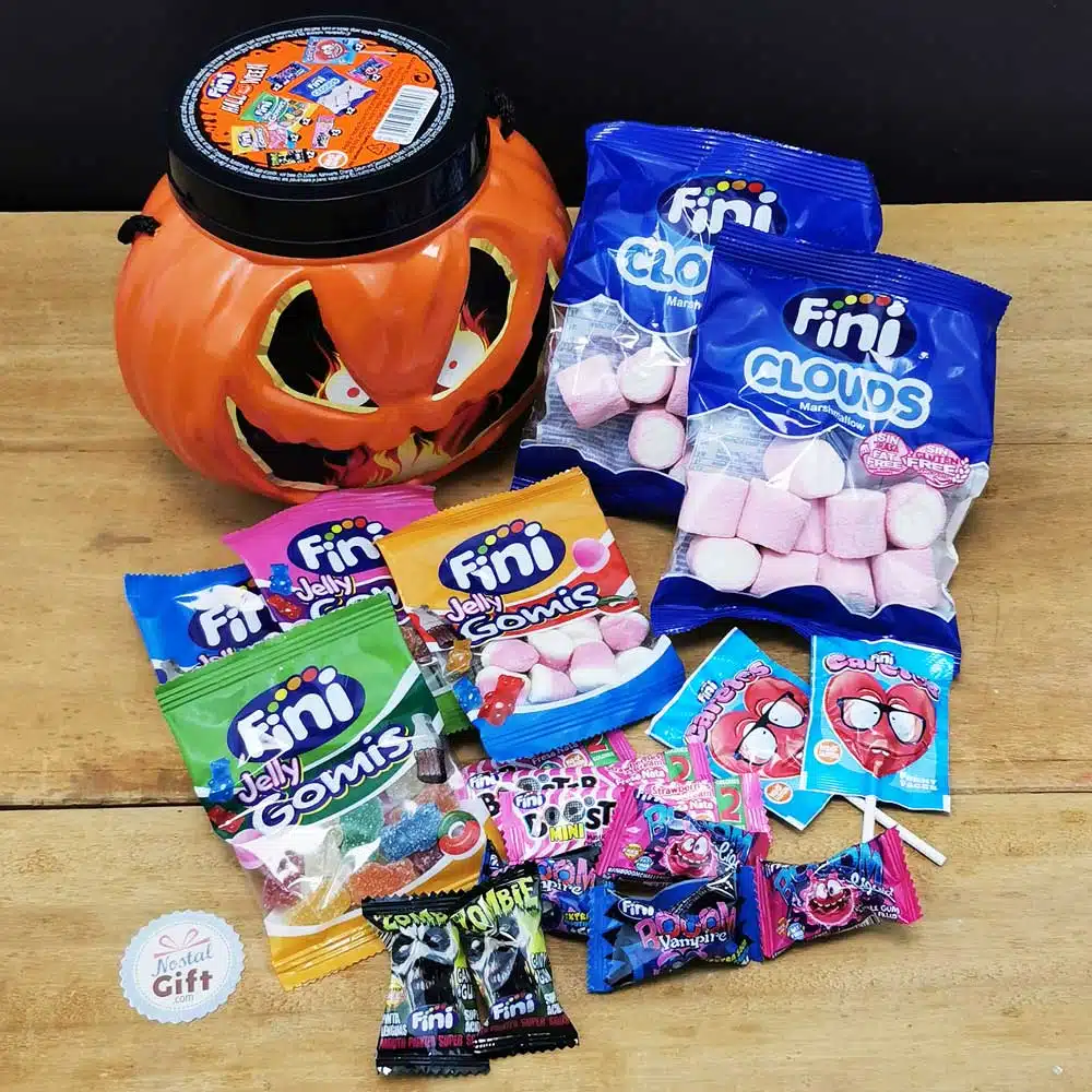 Citrouille remplie de bonbons d’halloween sans gluten – FINI – 17 sachets – 15cm de hauteur – Image 3