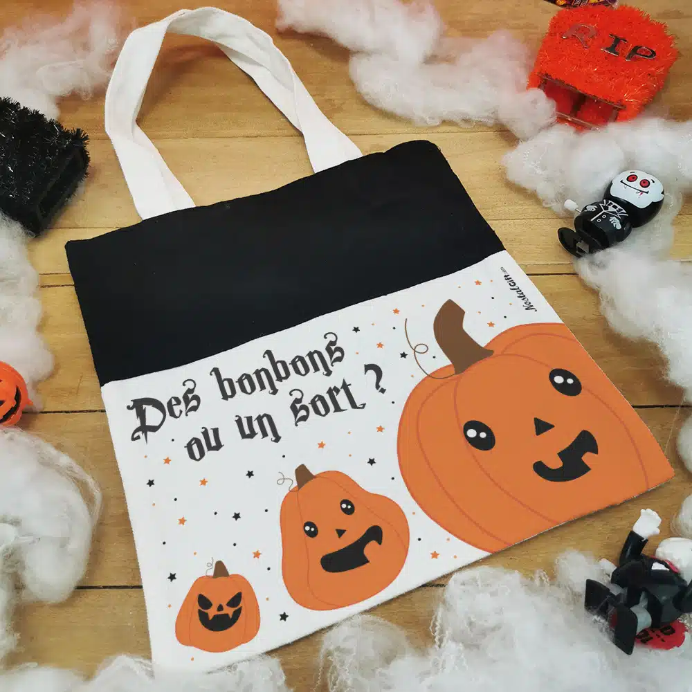 Sac bonbons Citrouille d’Halloween – “Des bonbons ou un sort” – Image 2