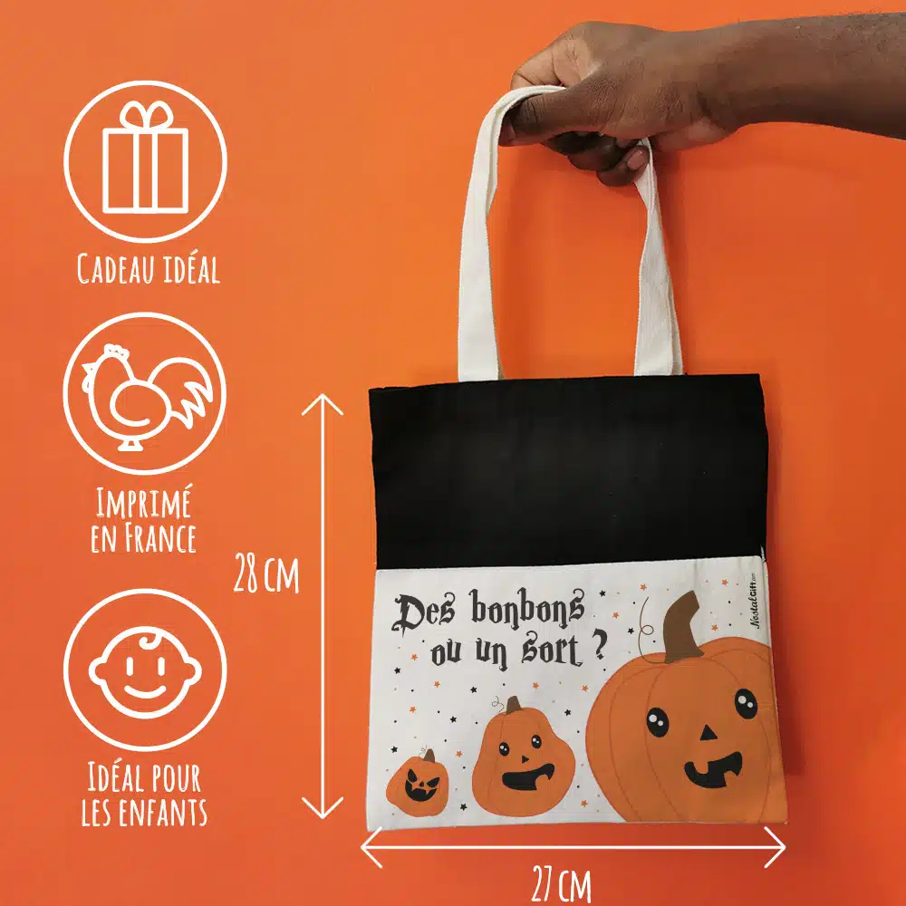 Sac bonbons Citrouille d’Halloween – “Des bonbons ou un sort” – Image 4