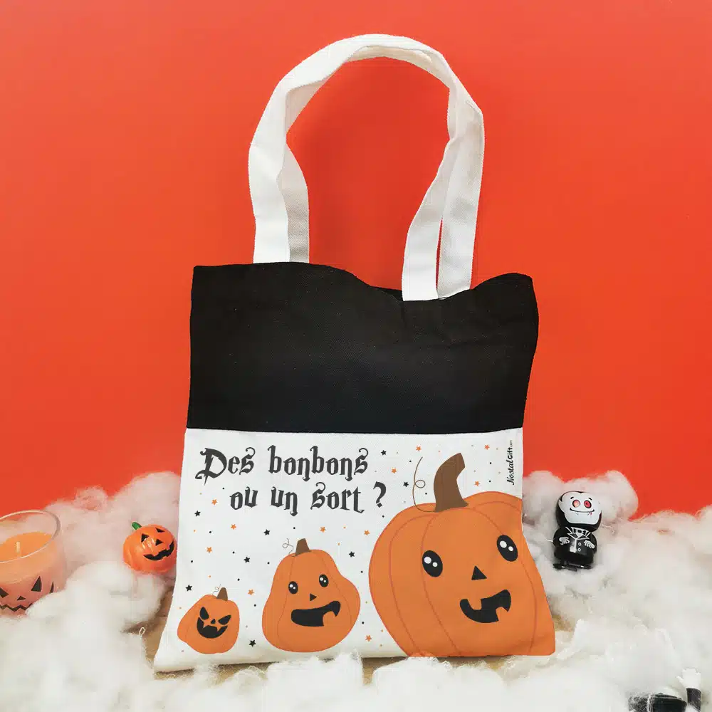 Sac bonbons Citrouille d’Halloween – “Des bonbons ou un sort”