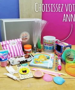 Coffret Cadeau « Rétro des années 80 » Femme – Personnalisé avec année de naissance