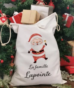 Hotte de Noël XXL personnalisée – “La famille ..” – Père Noël