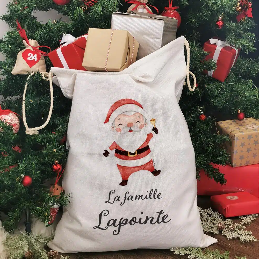 Hotte de Noël XXL personnalisée – “La famille ..” – Père Noël