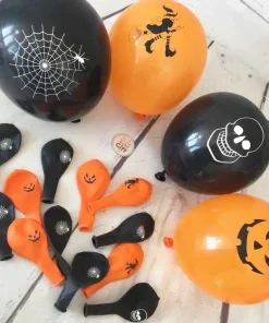 15 Ballons orange et noir Halloween