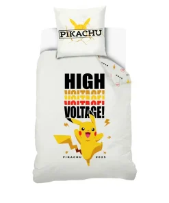 Pokémon – Housse de couette 140×200 et Taie d’oreiller – Pikachu “High Voltage” – Coton