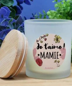 Petite Bougie top bois – “Je t’aime Mamie”