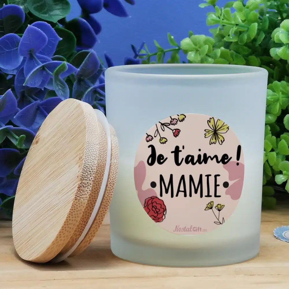 Petite Bougie top bois – “Je t’aime Mamie”