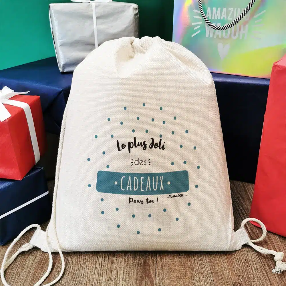 Sac cadeau réutilisable (34 x 42 x cm) et sa carte – “Le plus joli des cadeaux pour toi !”