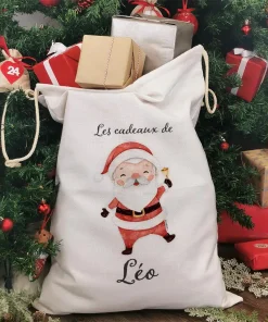 Hotte de Noël XXL personnalisée – “Les cadeaux de …” – Père Noël