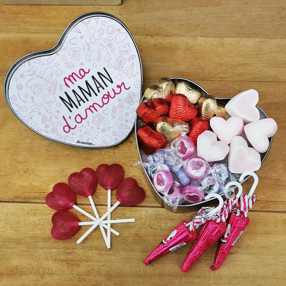 Coffret Bonbon “Ma maman d’amour” (Boîte coeur en métal) – Image 4