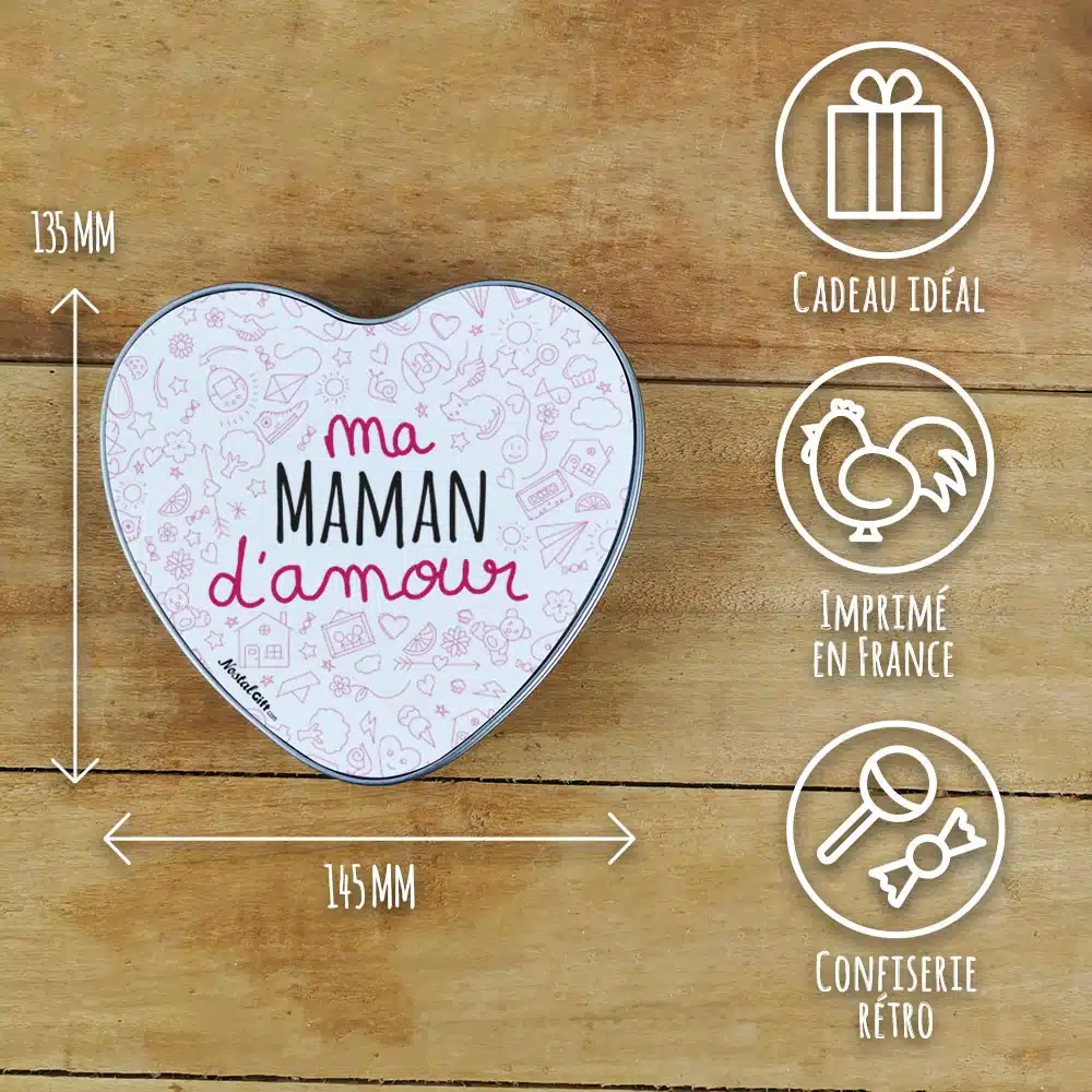 Coffret Bonbon “Ma maman d’amour” (Boîte coeur en métal) – Image 3