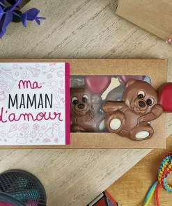 Oursons “Ma maman d’amour” au chocolat au lait x 3