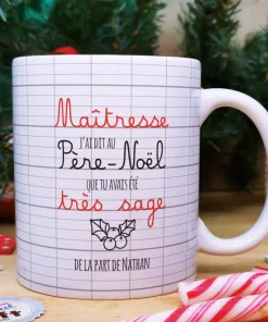 Mug “Maîtresse j’ai dit au Père Noël que tu avais été très sage” – Cadeau pour Noël maîtresse – cadeau personnalisé