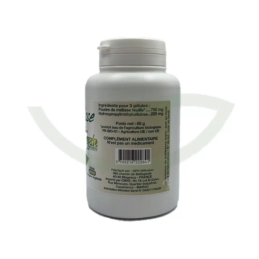 Mélisse Bio – 200 gélules – 250mg – GPH – Image 2