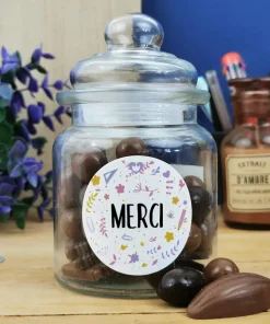 Bonbonnière “Merci” rempli de chocolat français (Maison Guinguet) – Cadeau Maîtresse