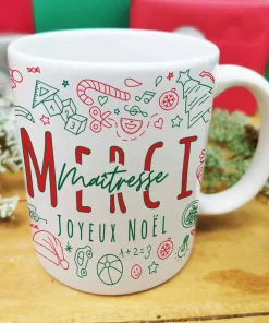 Mug – Merci Maîtresse – Joyeux Noël (Collection noël)