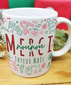 Mug – ” Merci Nounou –  Joyeux Noël ” (Collection noël)