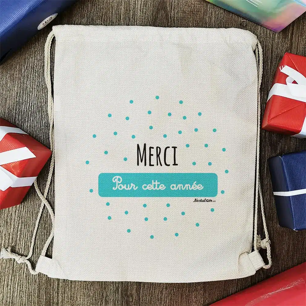 Sac cadeau réutilisable (34 x 42 x cm) et sa carte – Merci pour cette année – Image 2