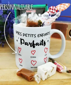 Mug bonbon années 60  “Mes petits enfants parfaits” cadeau pour mamie et  papy personnalisé