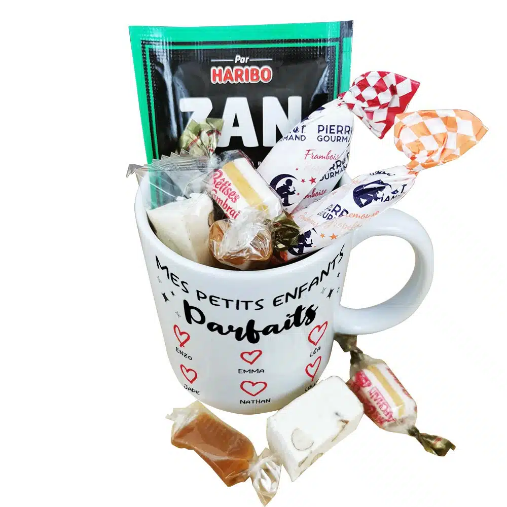 Mug bonbon années 60 “Mes petits enfants parfaits” cadeau pour mamie et papy personnalisé – Image 2