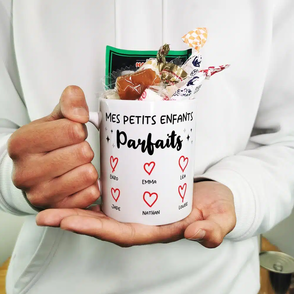 Mug bonbon années 60 “Mes petits enfants parfaits” cadeau pour mamie et papy personnalisé – Image 5
