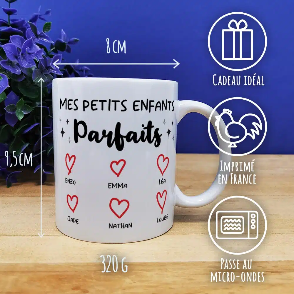 Mug “Mes petits enfants parfaits” – Cadeau mamie, papy personnalisé – Image 3