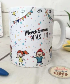 Mug – “Merci à mon AVS” – Idée cadeau AVS – Collection “Dessin d’enfants”