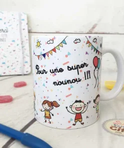Mug “Pour une super Nounou” – collection “Dessin d’enfants” Idée cadeau nounou