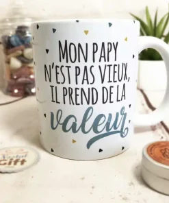 Mug “Mon papy prend de la valeur” – cadeau grand-père