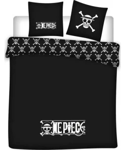 One piece – Housse de couette 240 X 220 noire et Taie d’oreiller –