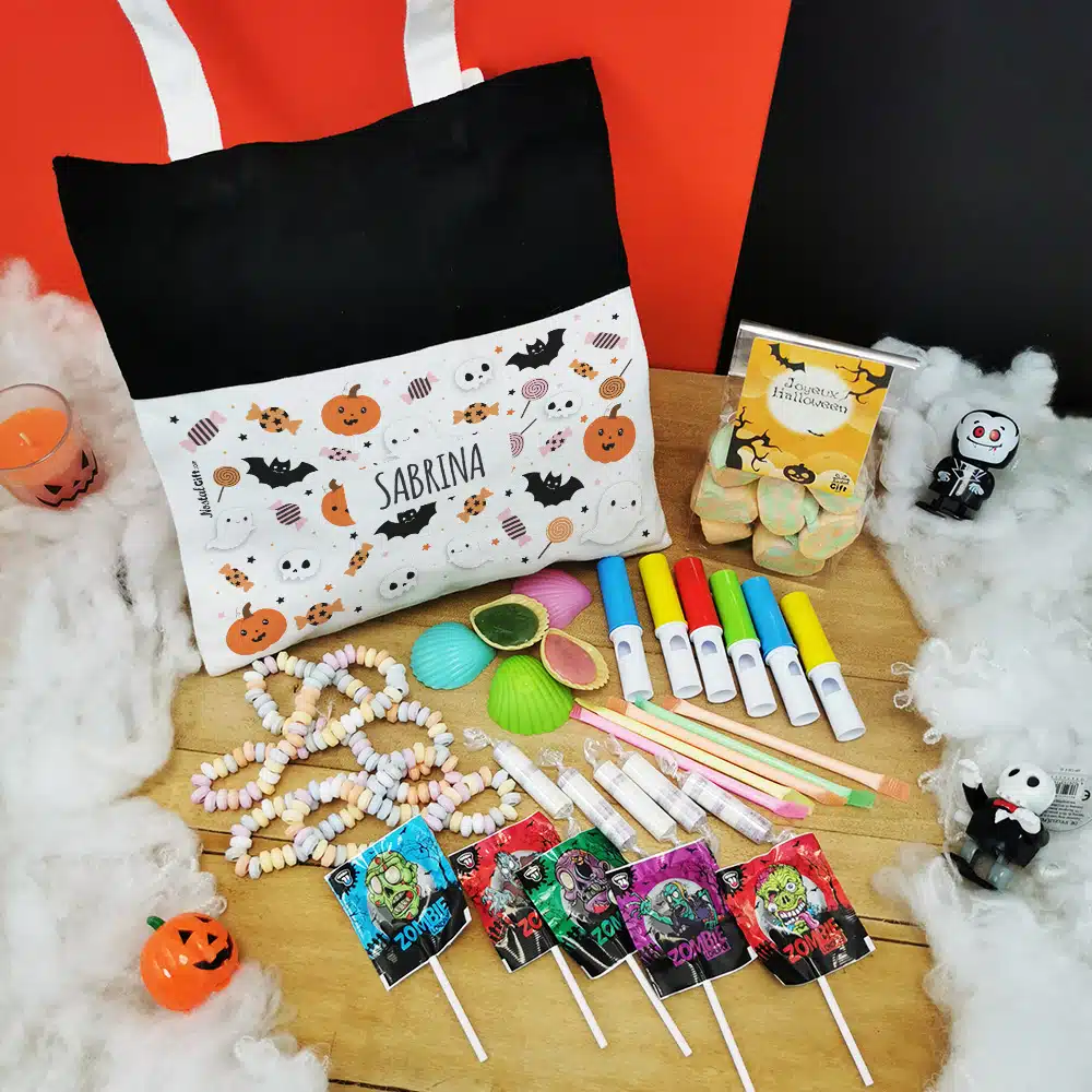 Sac Fantômes et citrouilles d’Halloween Personnalisé rempli de bonbons – Image 5