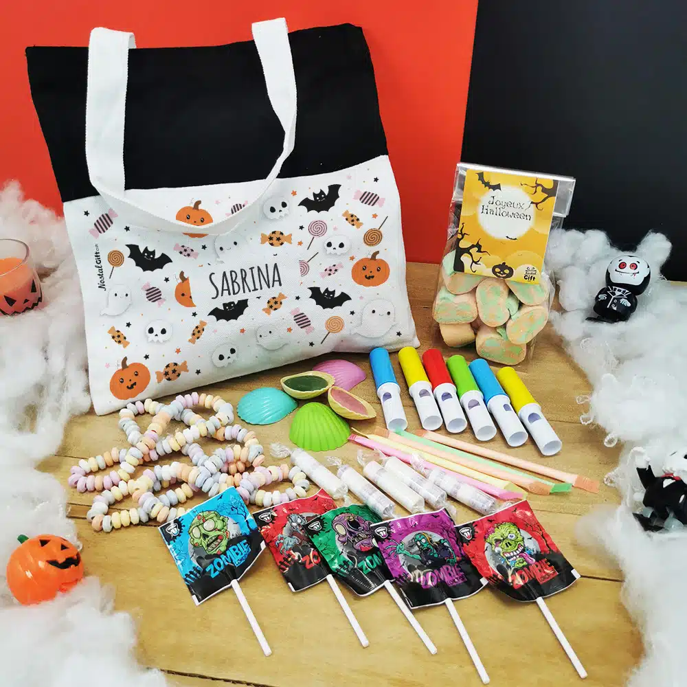 Sac Fantômes et citrouilles d’Halloween Personnalisé rempli de bonbons – Image 6