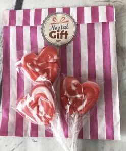 Sucettes coeur foraine à la goût cerise x3 – 13cm