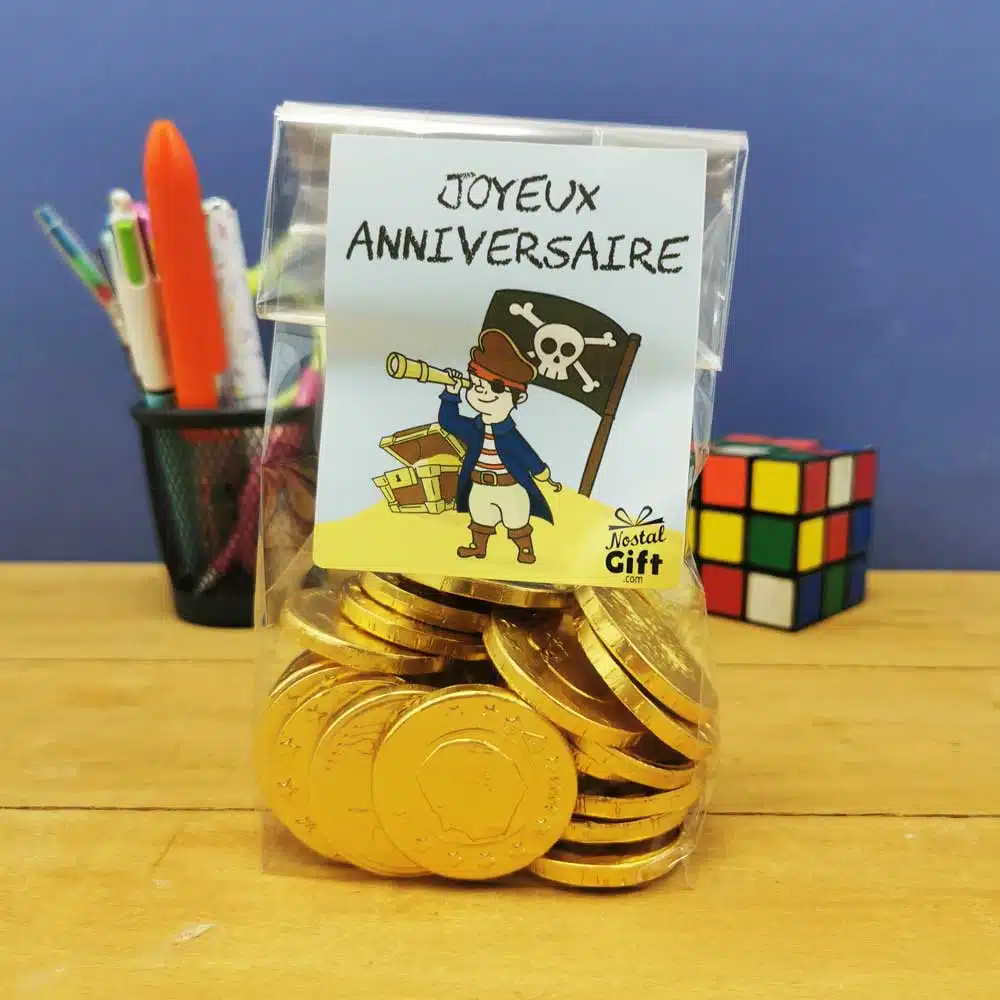 Sachet de 30 pièces en chocolat – Joyeux anniversaire Pirate