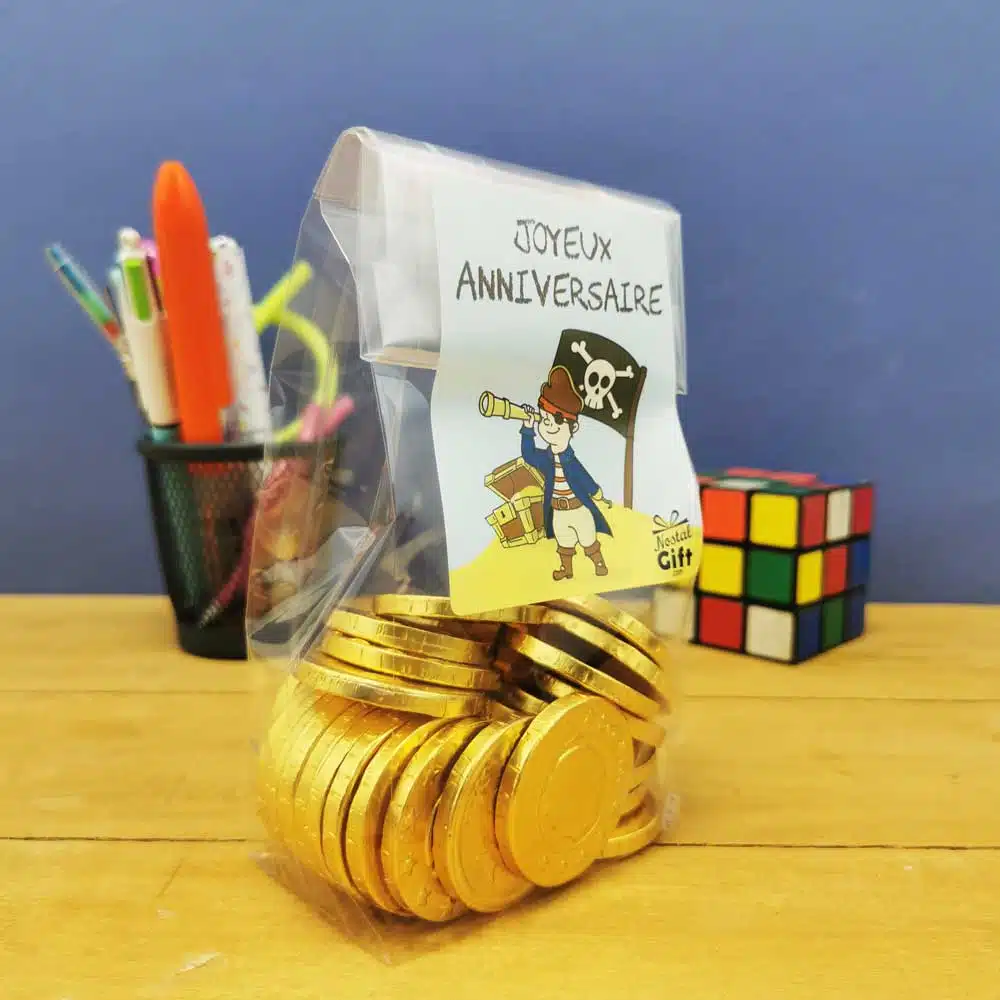 Sachet de 30 pièces en chocolat – Joyeux anniversaire Pirate – Image 3