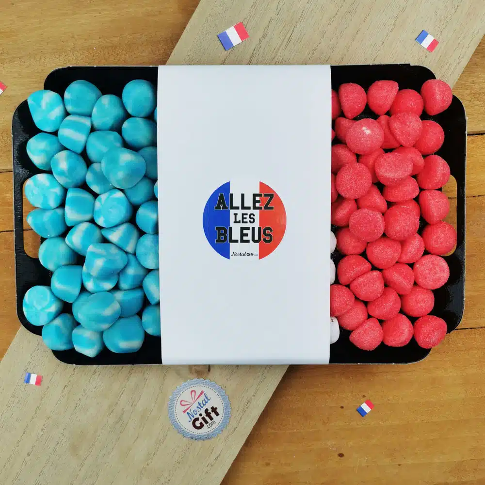 Plateau de bonbons Bleu, Blanc, Rouge “Allez les bleus”
