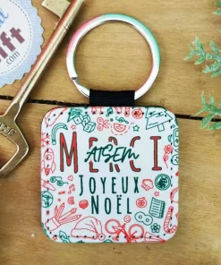 Porte clé ” Merci ATSEM – Joyeux Noël ” (collection noël)
