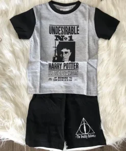 Harry Potter – Pyjama T-shirt et short (gris et noir) pour enfant