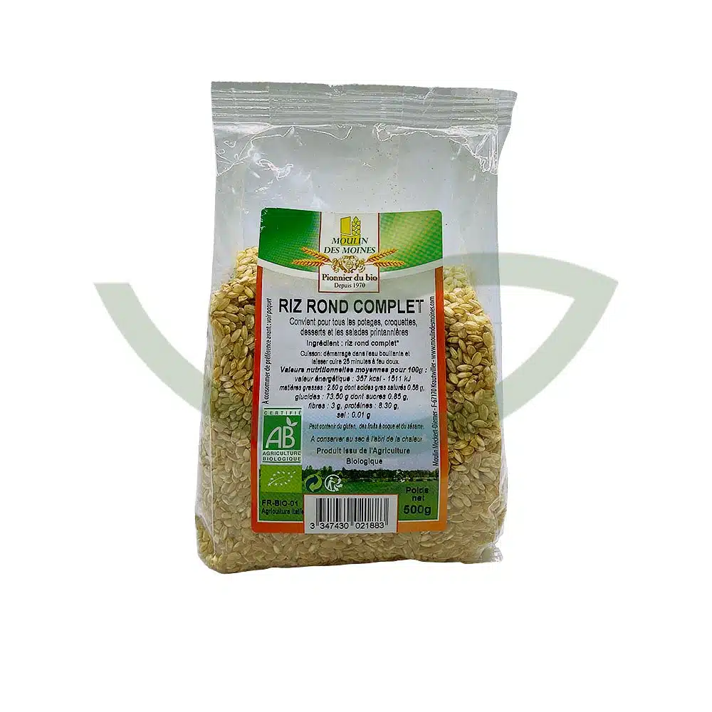 Riz rond complet – 500g – Moulin des Moines