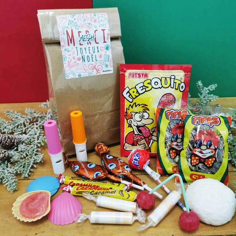 Sachet Bonbon des années 70 – ” Merci AESH – Joyeux Noël “